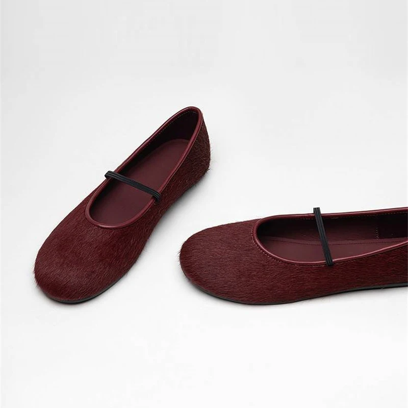 

Flat Mary Janes Shoes Horsehair Women Shoes Round Toe Chunky Heel Shoes for Women Elegant Brand Shoes RJ12