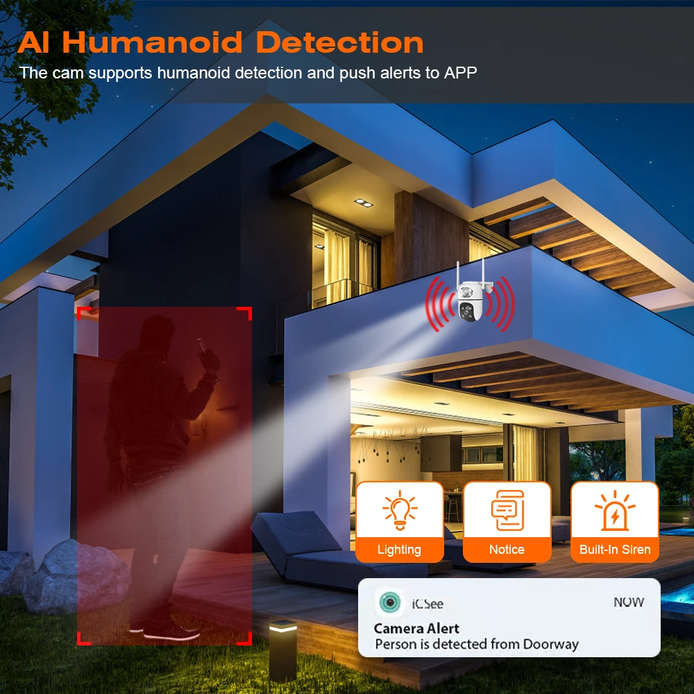 TAITAS 8MP WiFi Camera PTZ Dual Screens Auto Tracking Night Vision CCTV Surveillance Camera Outdoor 4MP Security IP Camera icsee