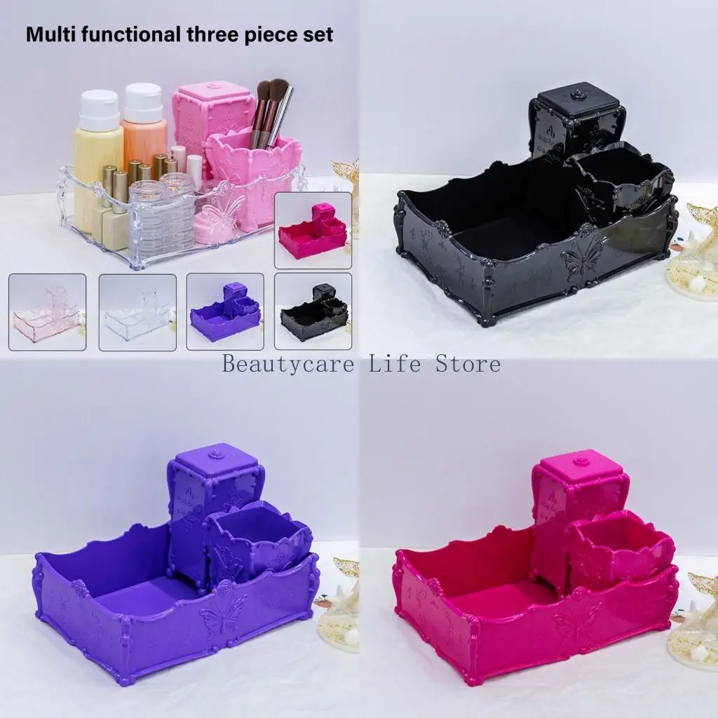 652C Cotton Pads Holder Makeup Brush Holder Tool Storage Box