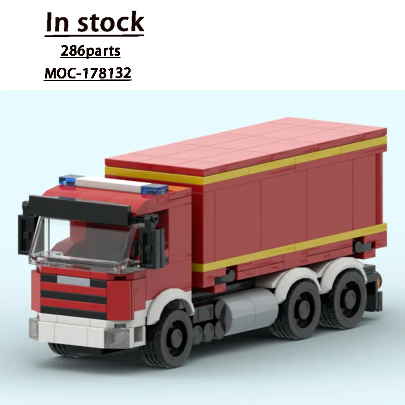MOC-178132 City Rescue Fire Engine Building Block Model, 286 Pieces, Boys' and Children's Birthday and Christmas Toy Gift