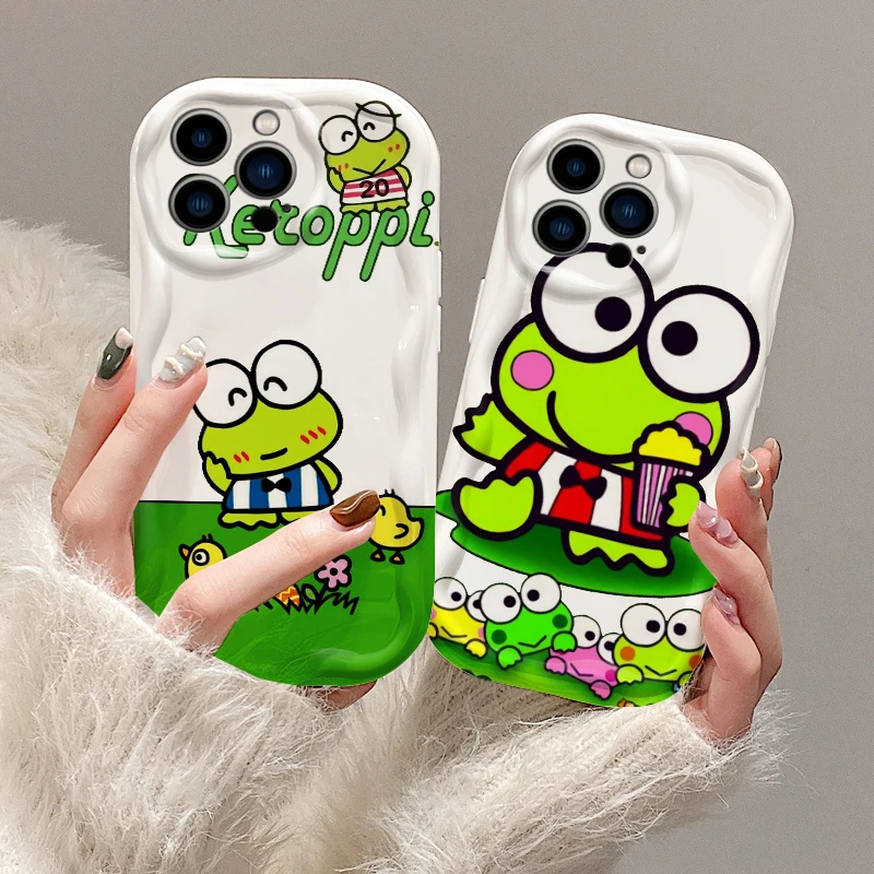 Kero Kero Keroppi Cool Cute For Apple iPhone 15 14 13 12 11 XS XR X Pro Max Plus Wave Oil Cover Phone Case