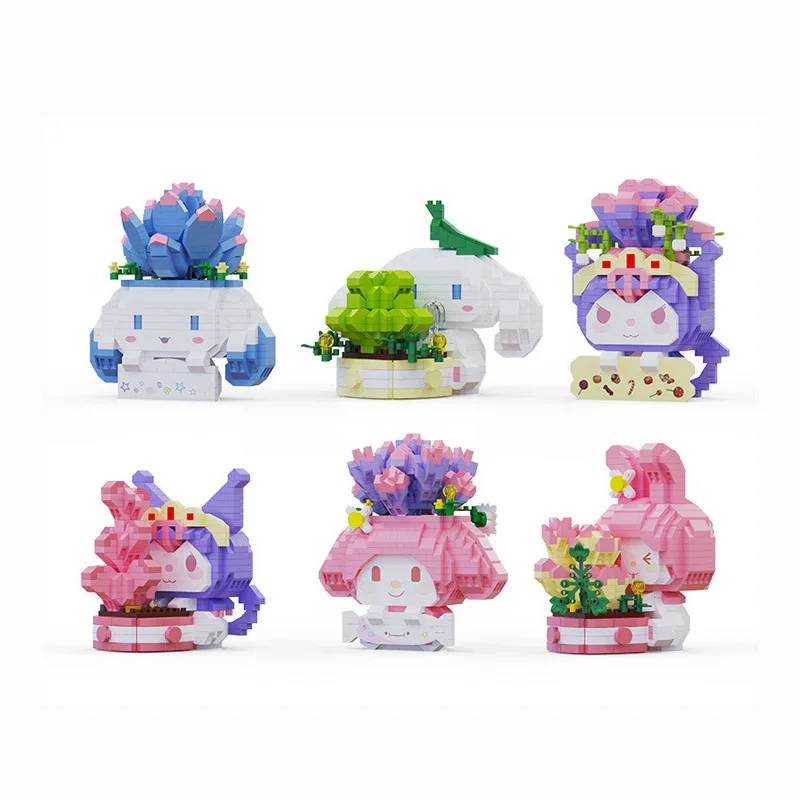 

Sanrio суккуленты горшечные строительные блоки милый Коричный Мелодия куроми модель мультфильм мини микро кирпич игрушки для детей подарок Санта