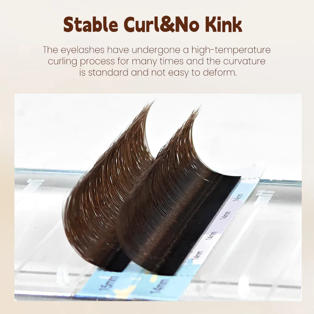 Yelix Czarno-brązowe Wąskie Rzęsy 3D w Kształcie Litery W Naturalne Miękkie Rzęsy z Większym Rozstawem Przedłużania Rzęs 3D Gotowe Kępki Objętościowe