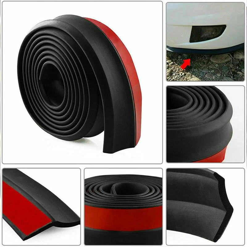 Rubber Body Trim Strip Car Front Bumper Lip Spoiler Protector Side Skirt Width Skirt Strip Protector Accessories Universal