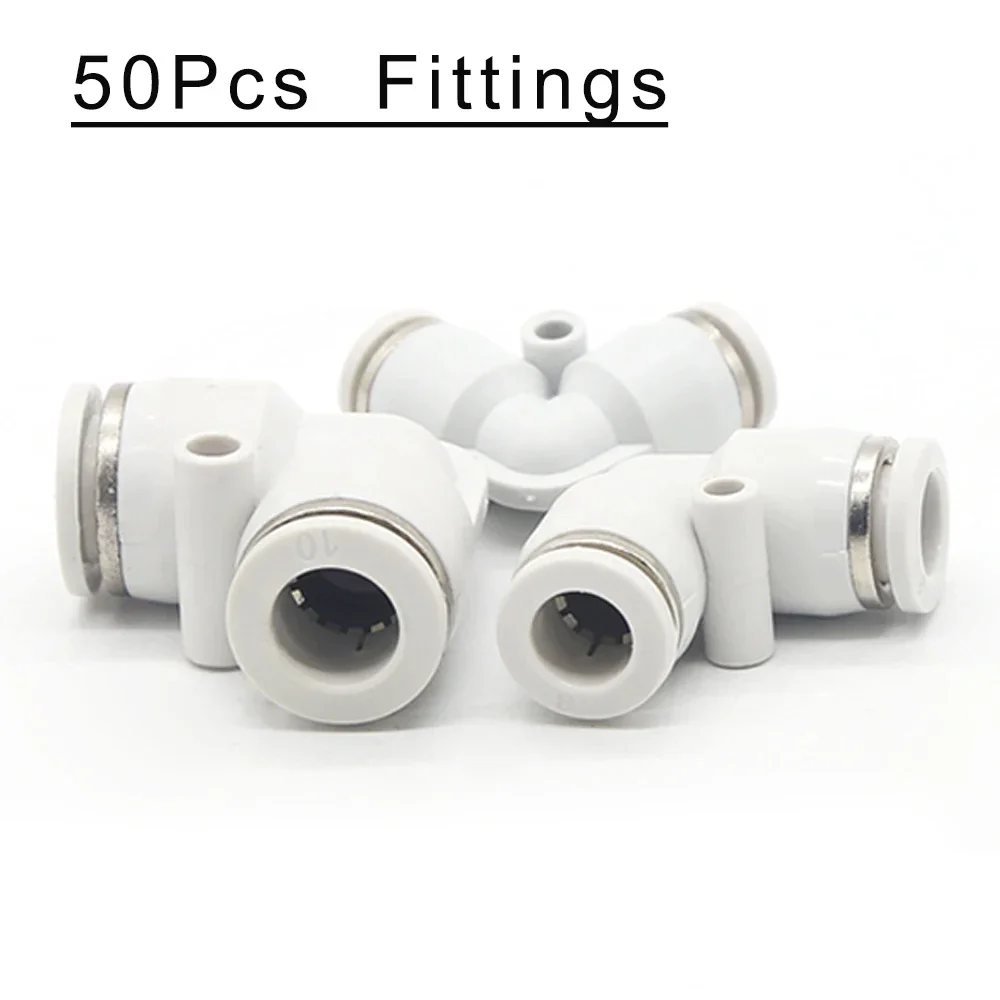 50Pcs  PV Pneumatic Quick Coupling Air Compressor Pipe Air Pipe PU Hose 4mm 6mm 8mm 10mm 12mm 14mm 16mm White Plastic L-type