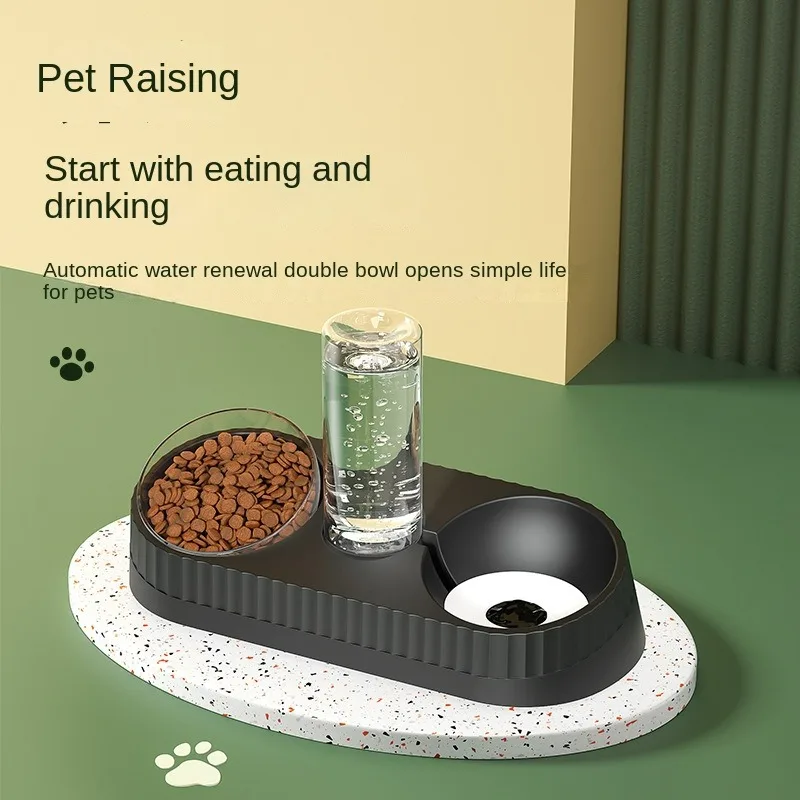 

Cat Bowl Double Cervical Spine Protection Automatic Food Basin Tableware Dog Cat Pet Bowl Automatic Pet Feeder Water Fountain