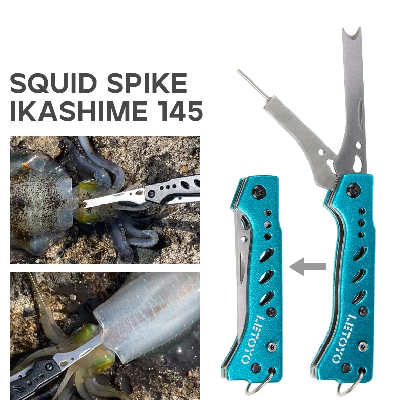 

2in1 Stainless Steel Squid Knife Squid Nerve Cord Cut Fishing Tools Correct Squid Jig Hook Gear for Webfoot Octopus Cuttlefish