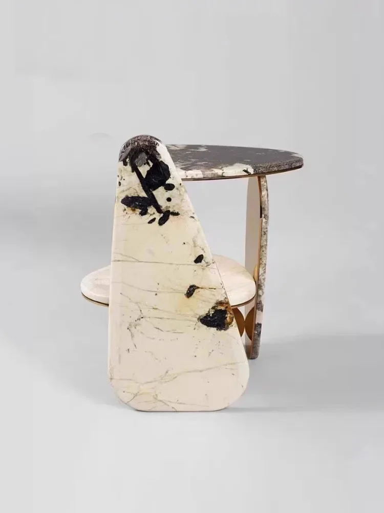 

Coffee Table Italian-Style Light Luxury Sofa Pandora Marble Corner Table Creative Designer High-End Custom Villa Furniture