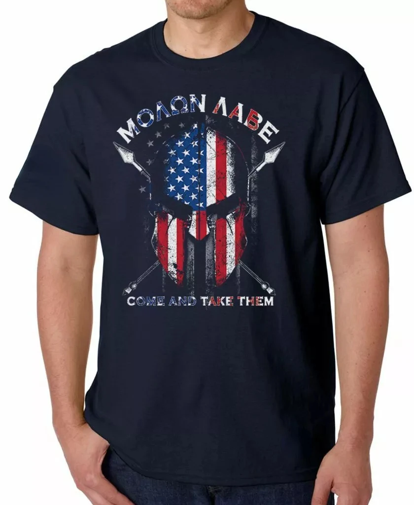 Come and Take Them American Spartan Warrior Molon Labe T-Shirt New 100% Cotton O-Neck Short Sleeve Summer Casual Mens T-shirt