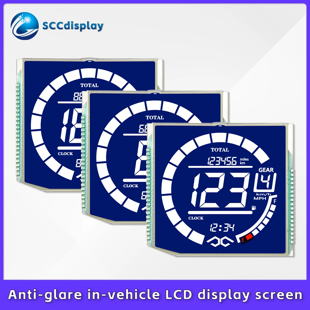 Source manufacturer produces segment LCD screen SJXDGN083 Custom HTN Negative anti glare motorcycle instrument display screen