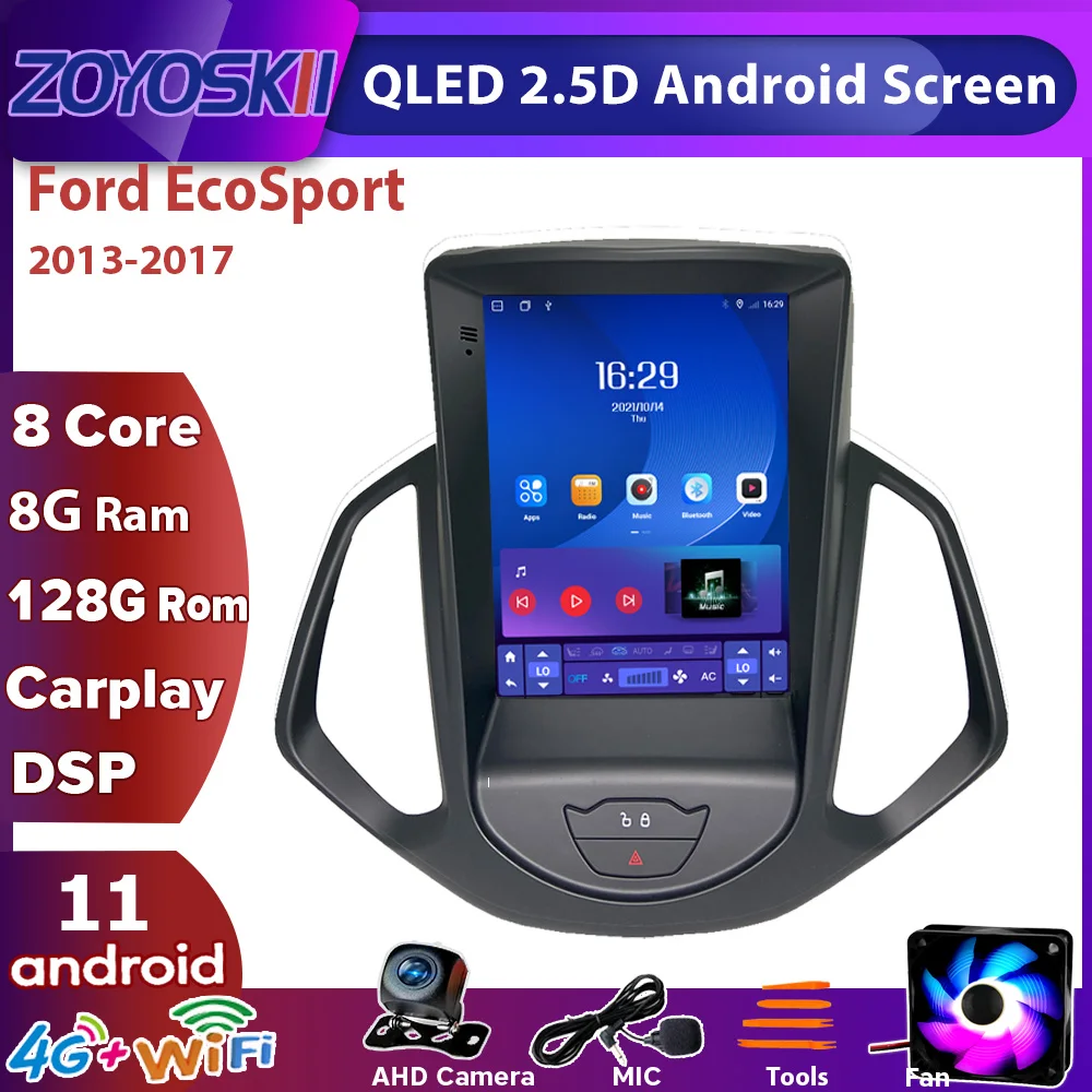 For Ford  EcoSport 2013 2014 2015 2016 2017 Android 10 Car GPS Multimedia Radio Navigation player Vertical Screen Tesla style