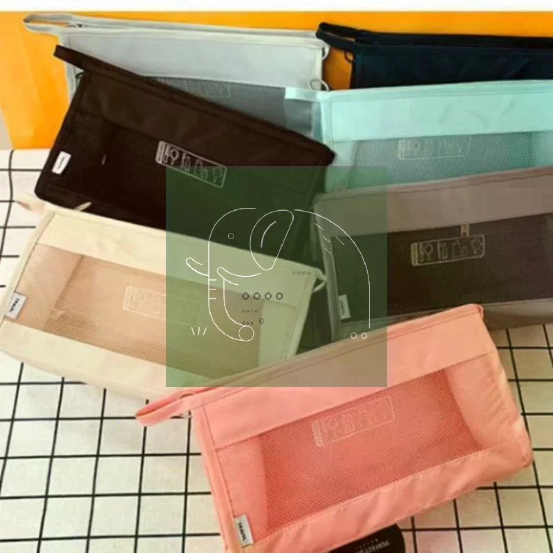 Waterproof Mesh Storage Bags Clear Window Zipper Closure Perfect For Travel Toiletry Stationery Organizing