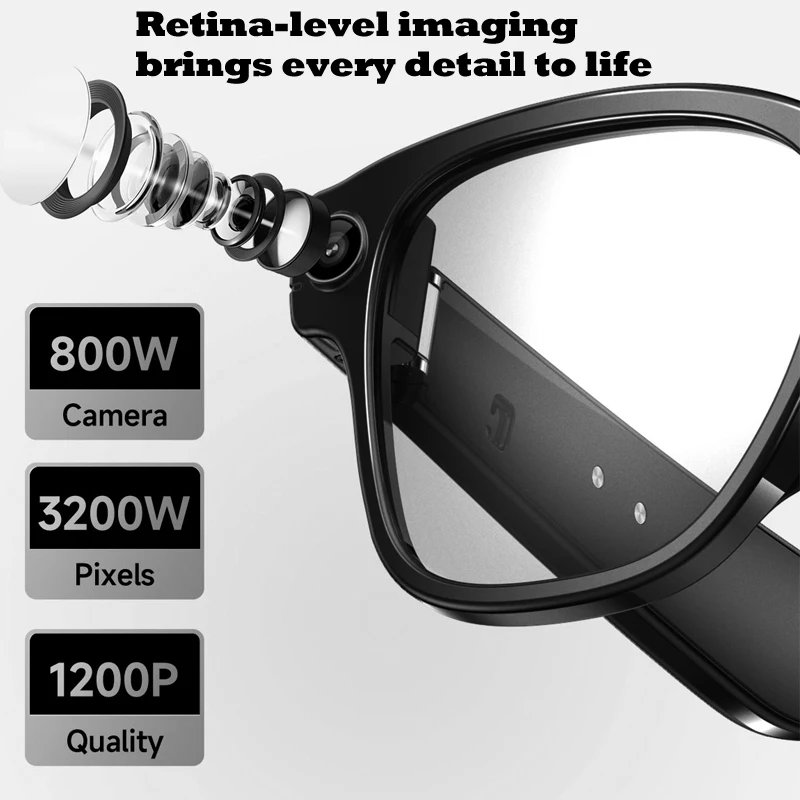 Occhiali Intelligenti AI Con Fotocamera HD 1200P E Lenti Fotocromatiche - Registrazione E Traduzione