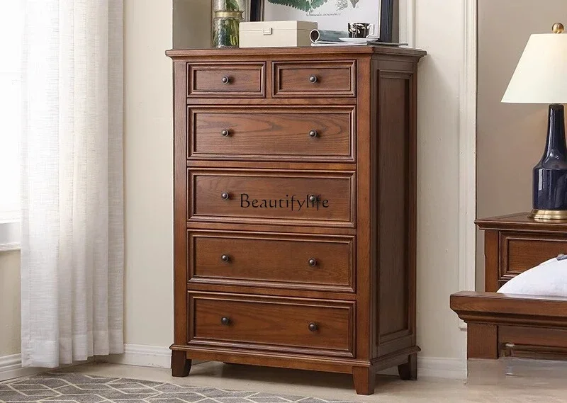 

LXAmerican rural solid wood storage retro storage chest of drawers furniture porch cabinet