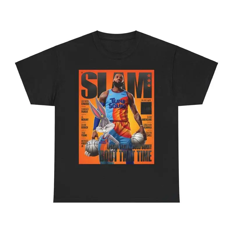 All Star LeBron James Space Jam Slam Cover Vintage Graphic Short Sleeve Bootleg T-shirts, Gifts For Fans