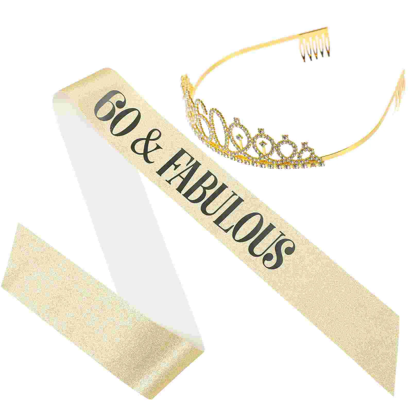 

Decorate 60th Birthday Miss The Crown Decorations Gold Dust Stretch Female Sash and