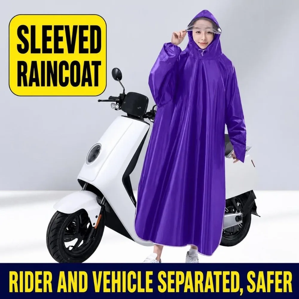 One-Piece Waterproof Rain Poncho Sleeve Design Hooded Electric Bike Raincoat Full Body Coverage Windproof Raincoat Adult