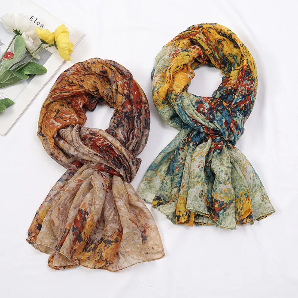 180*85Cm Fashion Retro BIG Floral Viscose Scarf Lady Print Voile Shawls and Wraps Pashmina Foulards Muslim Hijab