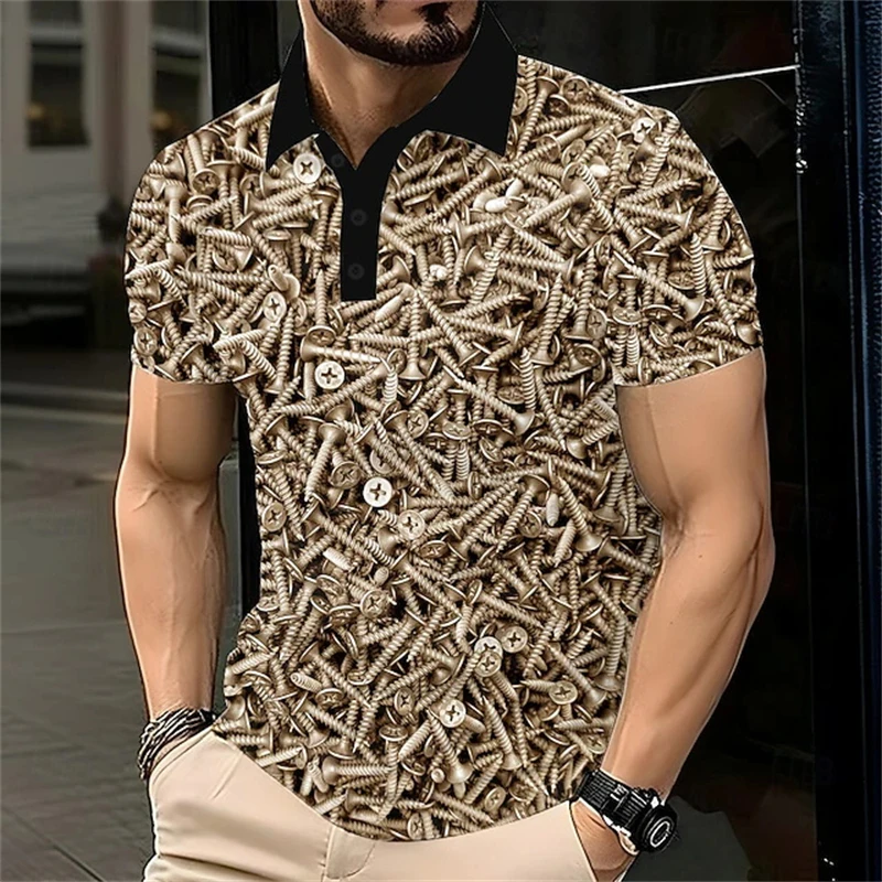 Pixel Camouflage Pattern Polo Shirt Durable Stylish Casual Top For Men Outdoor Sports Team Uniforms