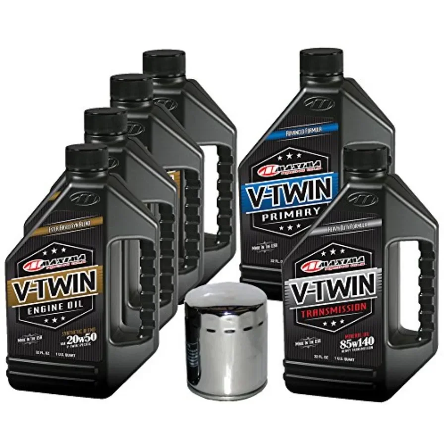 

V-Twin Synthetic Blend Engine Oil Change Kit for Harley Davidson Twin Cam: 6 quart, black, includes filter, gasket, and drain p