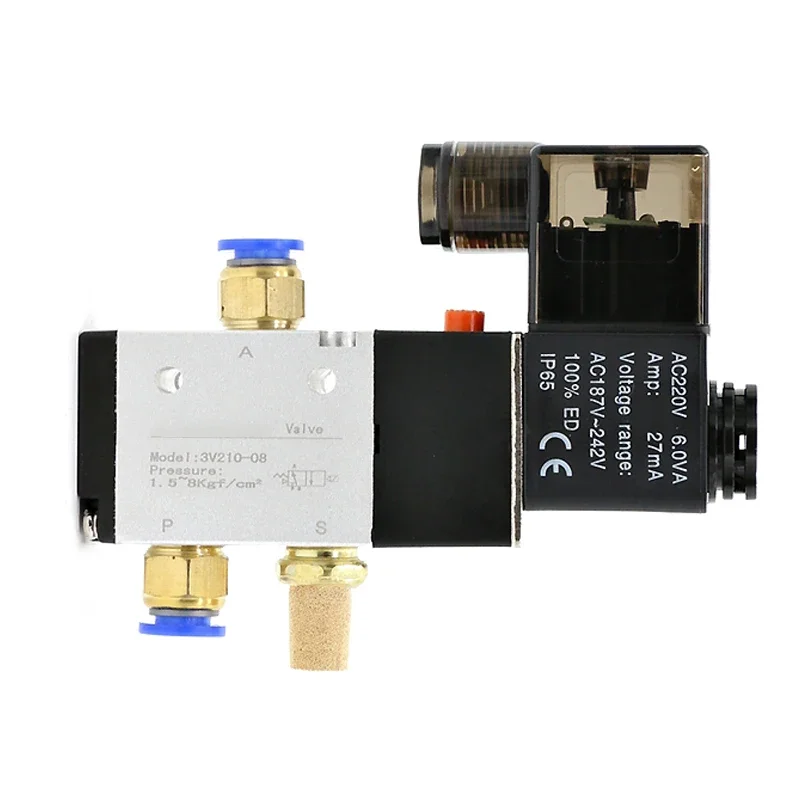 Pneumatic Solenoid Valve 3V210-08 DC12V DC24V AC110V AC220V 3 Way 2 Position Air Directional Control Valve  Gas Magnetic Valve