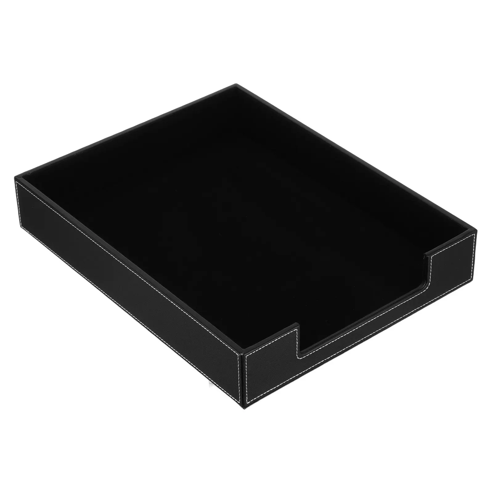 

Настольный органайзер для файлов, черный, из искусственной кожи, штабелируемый лоток для бумаг, держатель для документов, 14x11x2.4 дюйма, для офисного стола