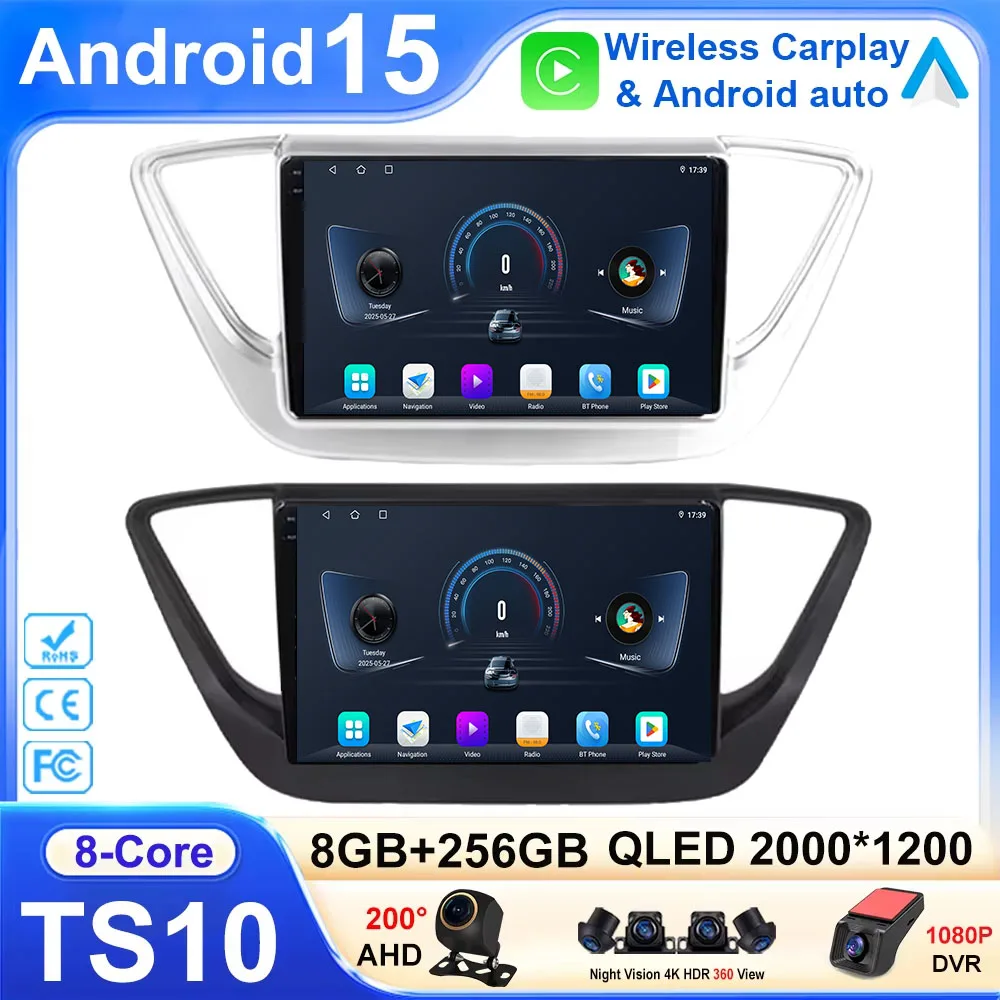 

Android 15 Car Radio For Hyundai Solaris Accent 2 II 2017 - 2021 GPS Navigation Audio Stereo Video Multimedia Player AutoRadio