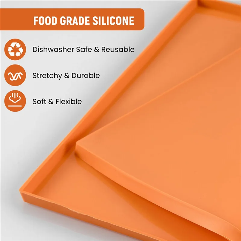 B84B-12X Silicone Dehydrator Trays For Making Fruit Leather, Non Stick Dehydrator Trays With Raised Edge Reusable Mats