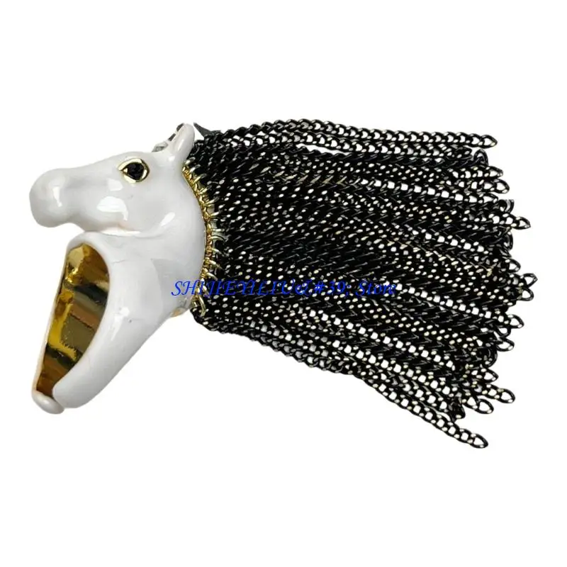 E21F Zebras Face Rings With Hanging Tassels Great For Everyday Styles Upgrades