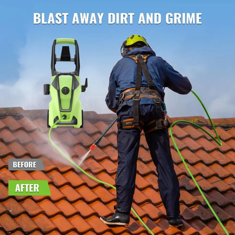 منظف 5000 رطل لكل بوصة مربعة بحد أقصى 4.0GPM مع خرطوم تمديد مرن بطول 33 قدمًا، 4 فوهات، مدفع رغوة، منظف طاقة يعمل بالطاقة للسيارات والباحات والدكتور