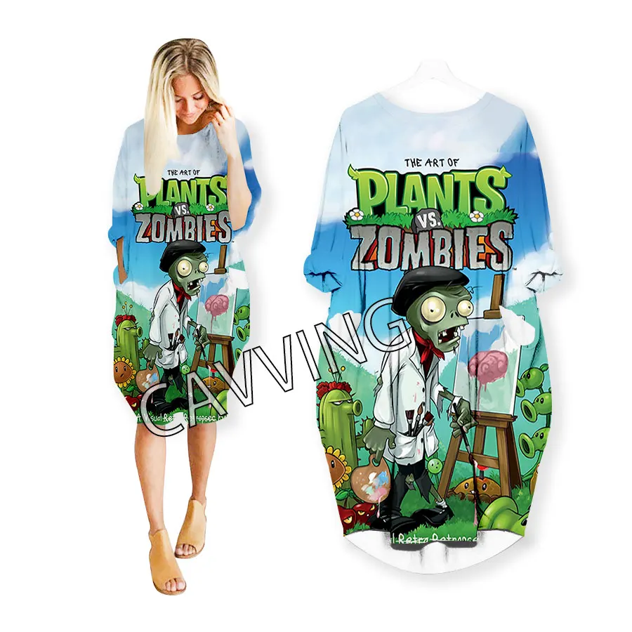 Plant Vs Zombie  3D Print  Women Streetwear Women US Size Dress Fashion Harajuku Short Sleeves Clothes Women Clothing   H02