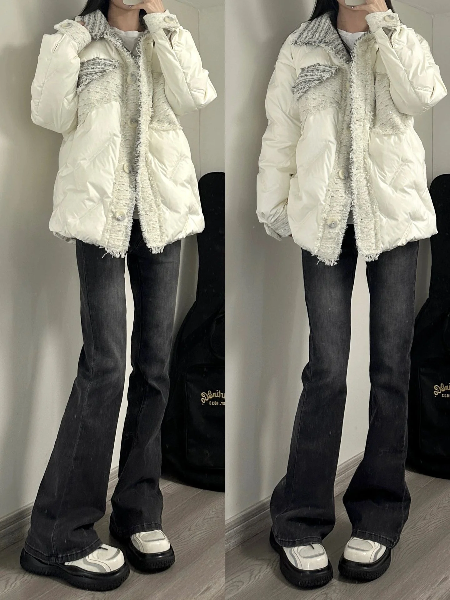 بنطلون جينز أمريكي عالي الخصر للتخسيس للنساء للخريف والشتاء طويل فضفاض بطول الأرض أزرق عميق مضاد للتجاعيد... #2