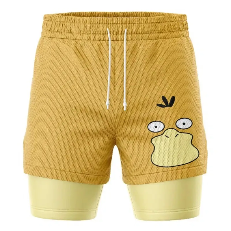 2026 Summer Cartoon Anime Printed Double Layered Breathable Fitness Men's Shorts