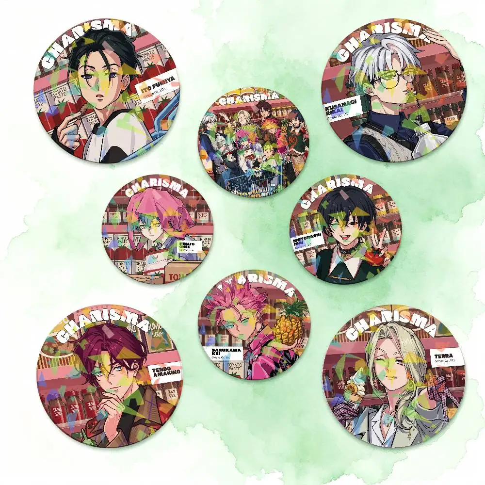 Anime Music Project Charisma House Round Badge Lapel Pins for Backpacks Briefcase Laser Brooch Clothes Gifts
