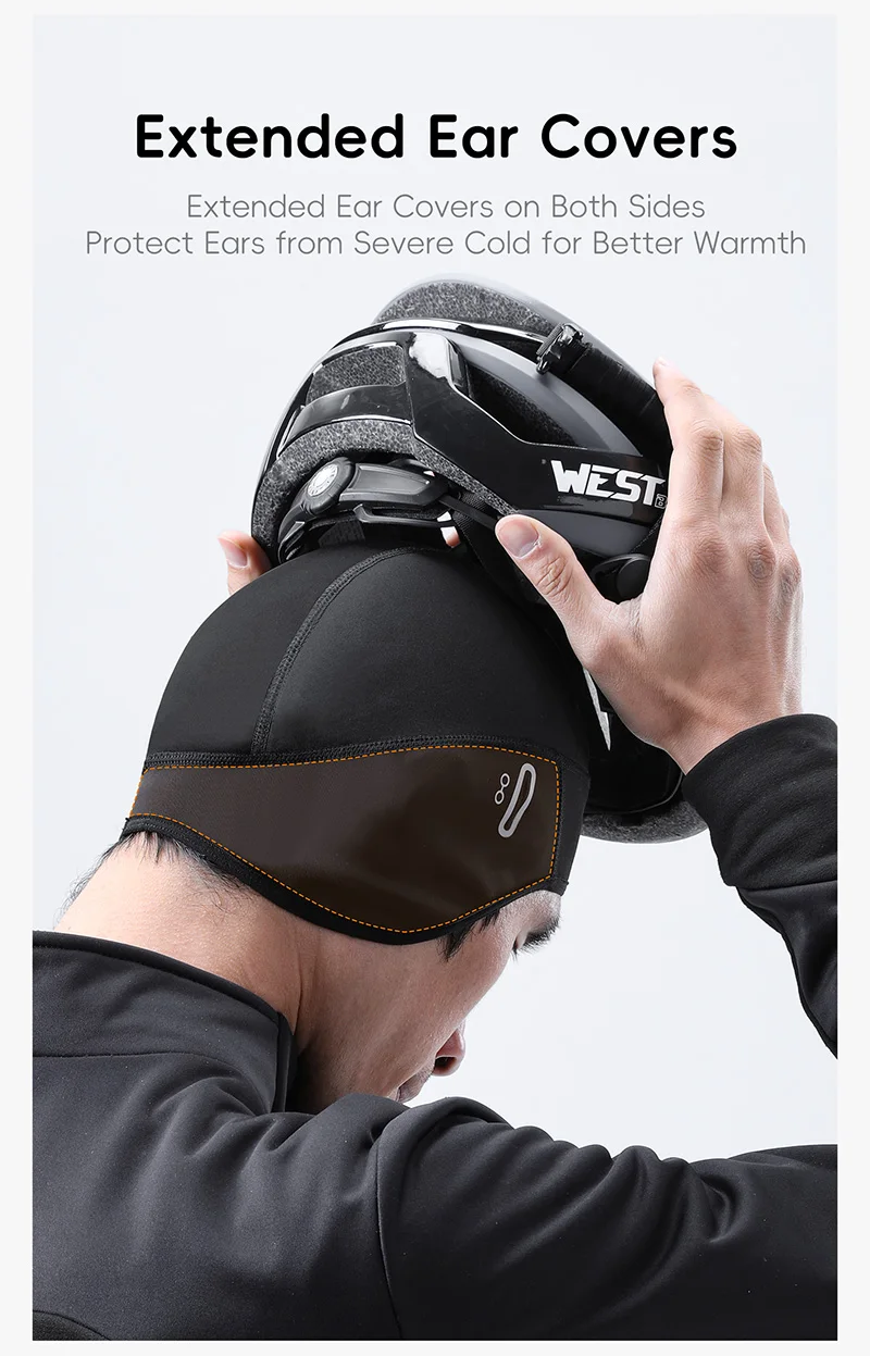WEST BIKING Winter-Warm-Fahrradmütze, winddicht, Thermo-Fleece-Mütze, Ohrenschutz, bequeme Outdoor-Sportmütze, Laufen, Skifahren – Detail 8
