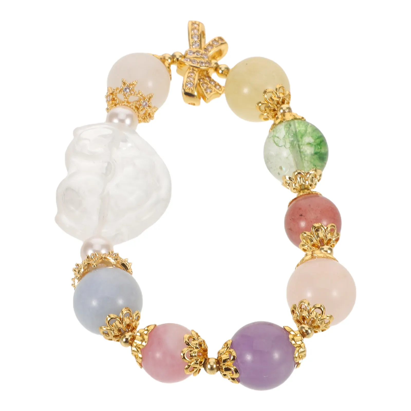 

Natural Crystal Fox Charm Bracelet Handmade Stretch Beaded Bracelet for Women Birthdays Weddings Festival Jewelry