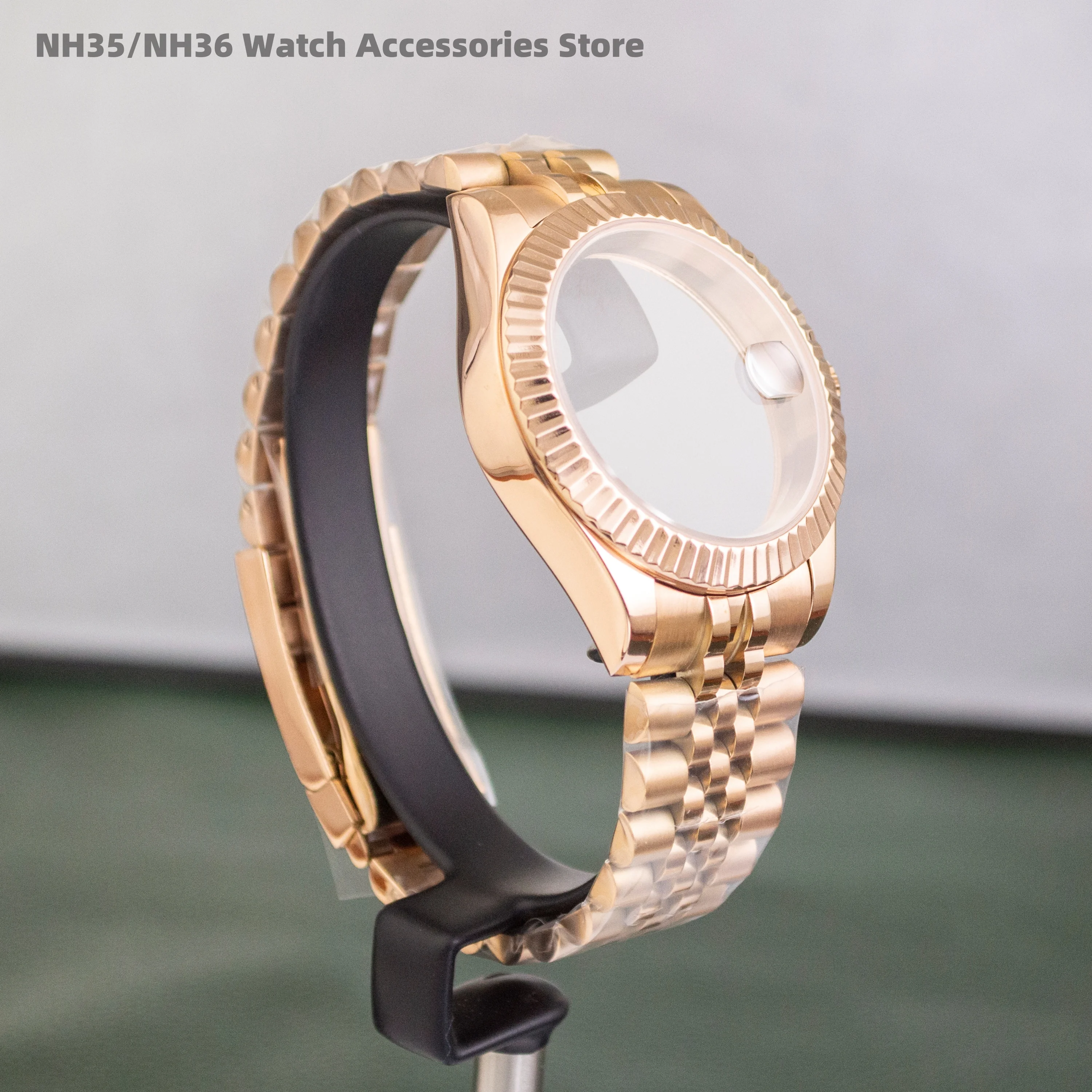 

41mm Sapphire Glass Case Men Watch Case Strap Fit NH36 NH34 NH35 Movement 10ATM Waterproof Jubilee Stainless Steel Band