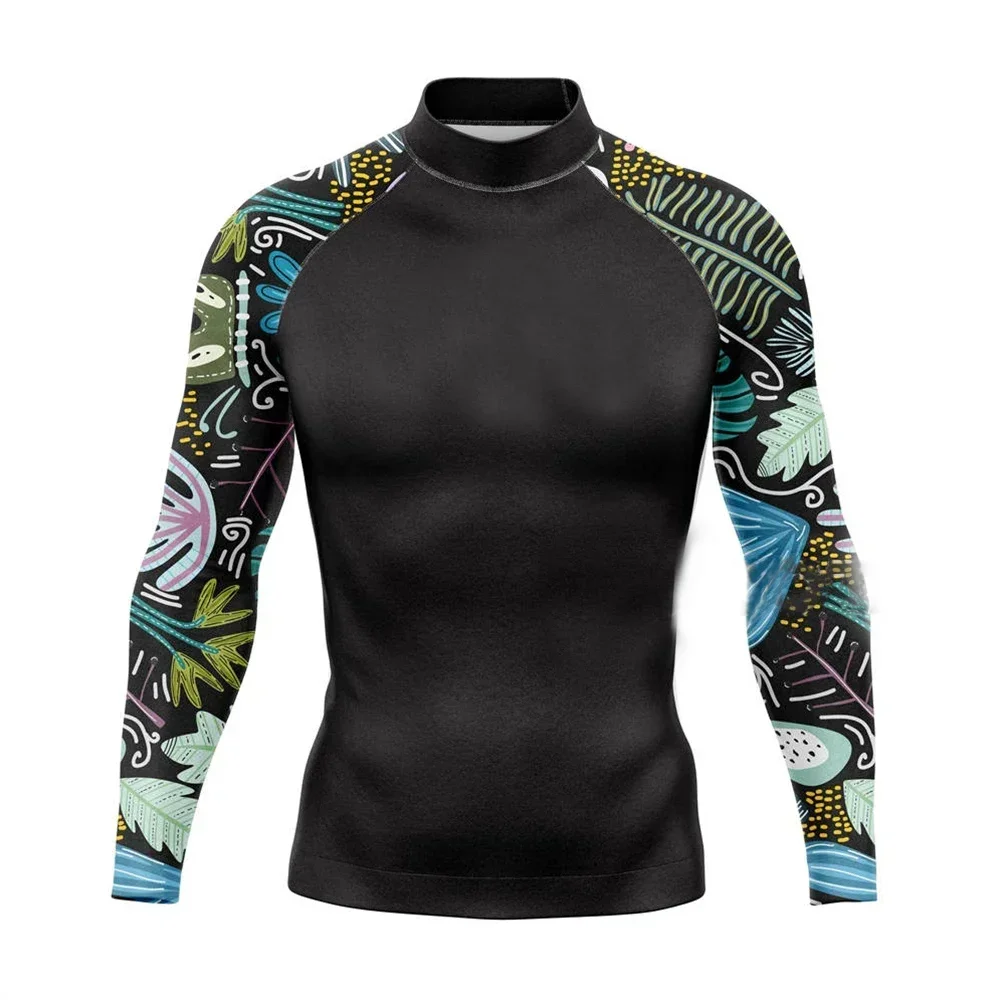 Men Swimming T-shirt Swimsuit Beach Swimwear Long Sleeve Surfing Suit Surf Clothes Summer Long Sleeves Apparel