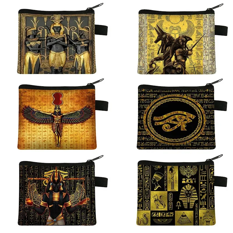 

Кошелек для монет с принтом египетского искусства, Египетский фараон Анубис, сумки для денег, женский держатель для наушников с кредитной картой, сумка для монет, мини-кошелек