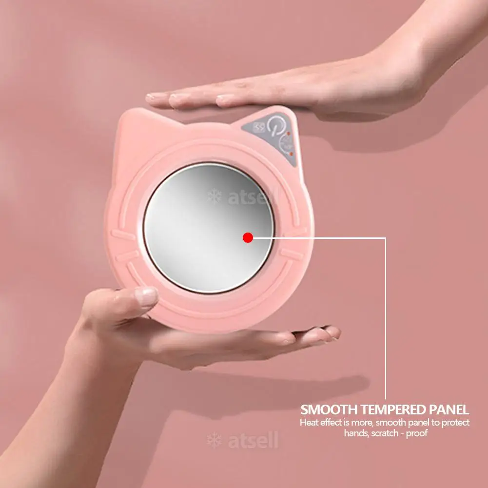 Calentador de taza de gato con USB para bebidas, almohadilla térmica para mantener la bebida caliente, posavasos para café, leche y té, apagado automático