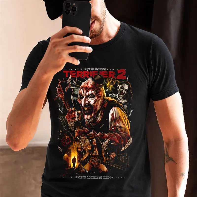 Retro Horror Movie Terrifier Art The Clown Killer Scary Halloween Gift T Shirt 0912 Short Sleeve Graphic clothes All size tops