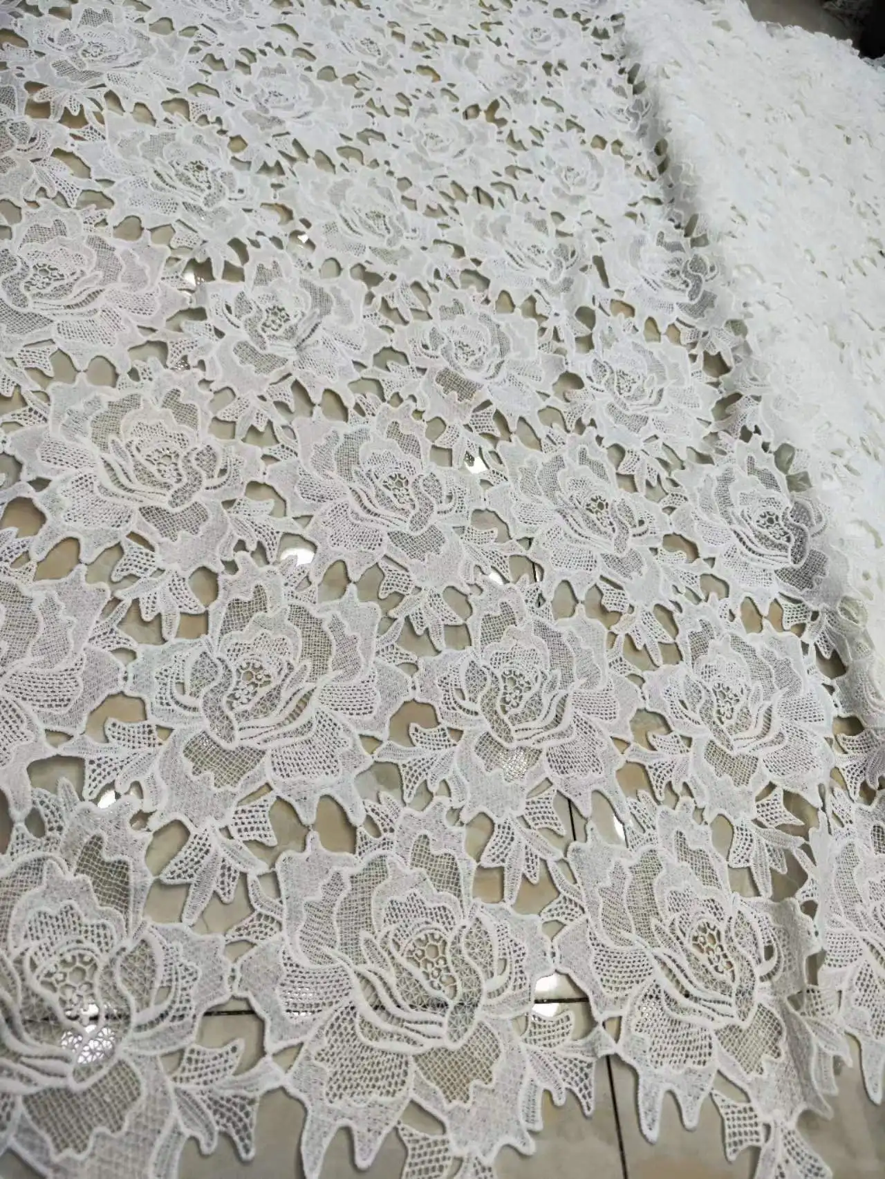 White New Arrival African Guipure Cord Lace Fabric 2023 High Quality Nigerian Water Soluble Lace Fabric For Party Dress KJFT2320