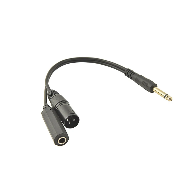 TS 6.35mm Male to Female + XLR 3 Pin Male Y Allocation Splitter Unbalanced Mono Adapter Cable 30cm for audio microphone