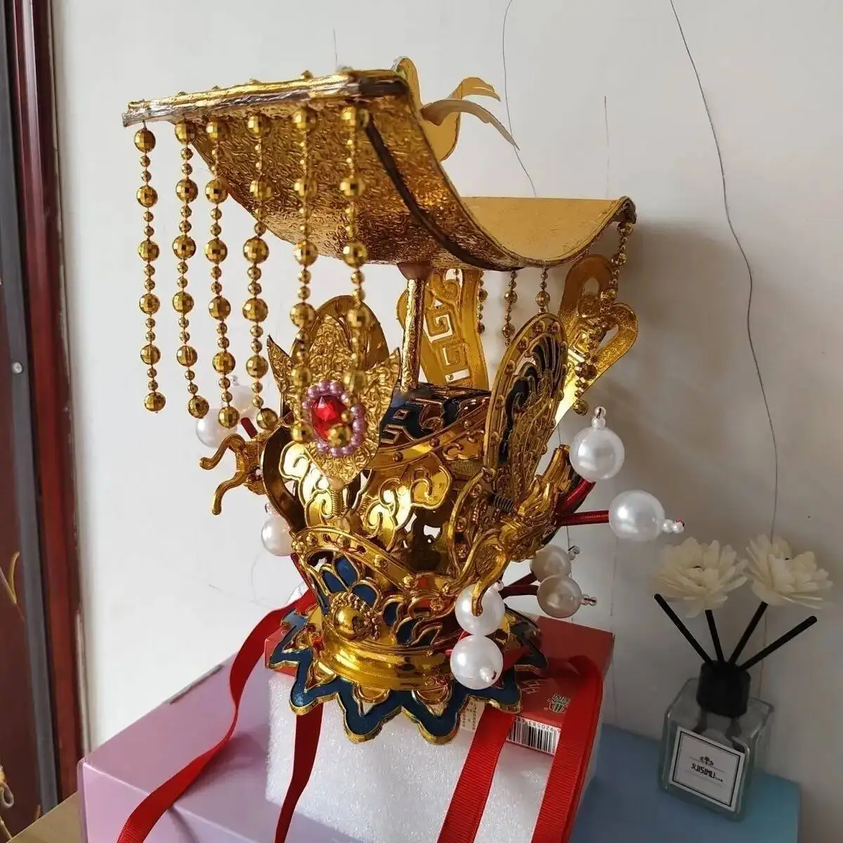 

Фиолетовая золотая корона Daochang, головной убор, корона, древний китайский императорский металлический головной убор для мужчин, сценический косплей, винтажный