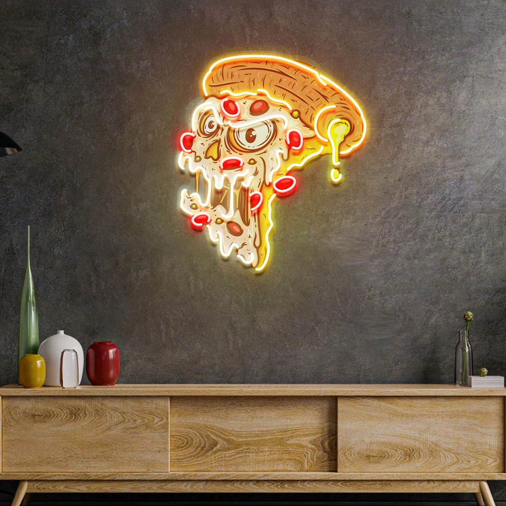 Pizza Slice LED Neon Sign Light Pop Art for Restaurant Kitchen Wall Hangings Neon Lights Pizza Store Decor Custom Neon Signs