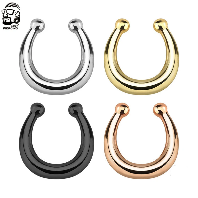 2022 Fake Piercing Nose Ring Brass Nose Piercing Hoop Septum Rings For Women Fashion Body Jewelry Gifts Body Piercing