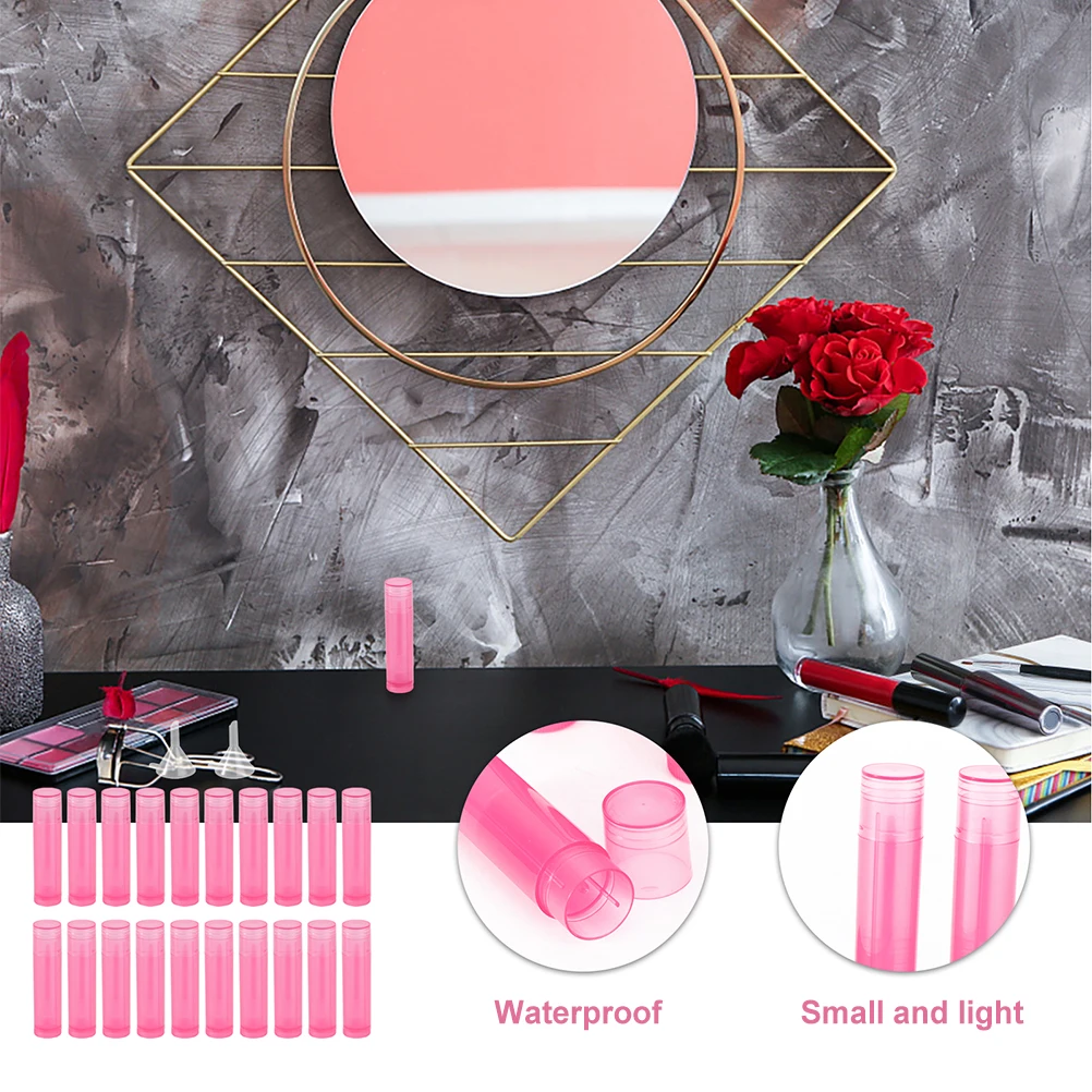 24 قطعة أنبوب أحمر الشفاه الفارغ لتقوم بها بنفسك حاويات بلسم الشفاه المحمولة قالب أحمر الشفاه ذاتي الصنع مادة البولي ايثيلين دائم لمستحضرات التجميل كريم الشفاه
