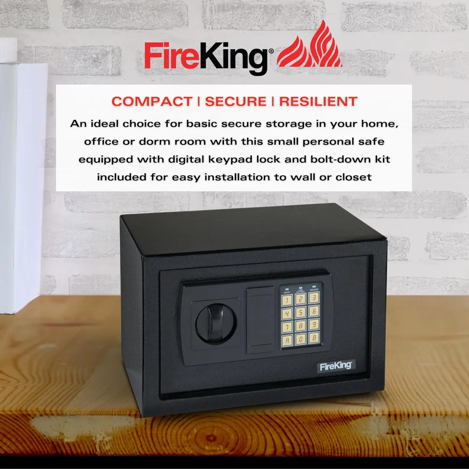 Gary by FireKing HS1207 Cofre eletrônico pessoal contra incêndio com kit de parafusos, 7 3/4 x 12 1/4 x 7 3/4 polegadas