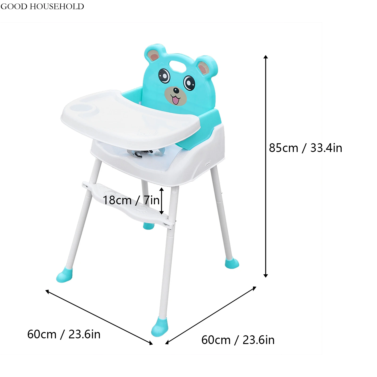 4-In-1 Height Portable Adjustable Non-Slip Baby Toddler High Chair Infant Child Feeding Seat Home