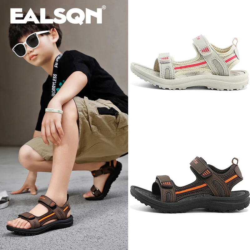 Summer Beach Water Children Sandals Fashion Shoes Lightweight Non-slip Soft Bottom Shading Leather Boys Comfortable